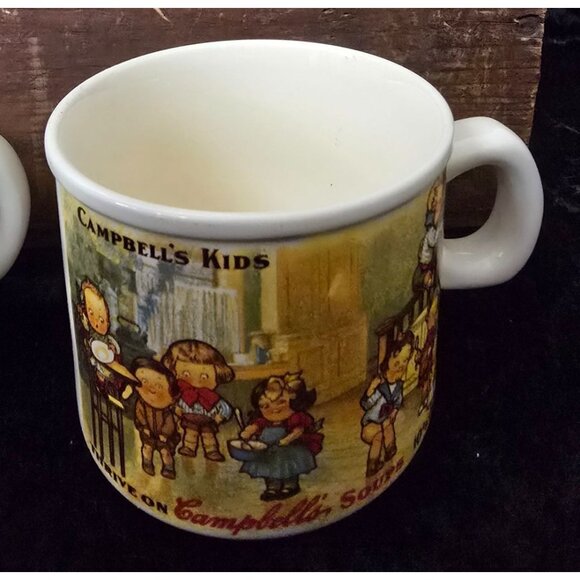 Set of 4 Mugs Cups Campbells Kids 1910 Souvenir Postcard Style Ceramic - Picture 5 of 9